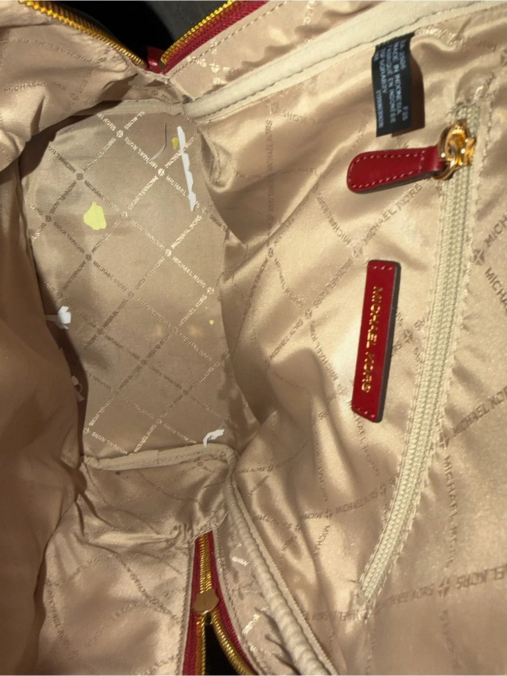 Michael Kors Red MK Signature Dome Backpack with Gold Hardware